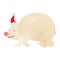 retro cartoon of a walking polar bear wearing santa hat