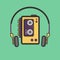 Retro Cassette Player Flat Style Vector Icon.