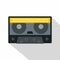 Retro cassette tape icon, flat style