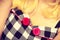 Retro checked dress with red buttons