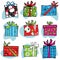 Retro Christmas Gift Boxes Icons