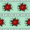 Retro christmas poinsettia flower mistletoe seamless pattern with horizontal rhombus ornament