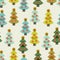 Retro Christmas Trees with Balls - green blue red