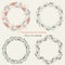 Retro Christmas wreaths vector illustration set