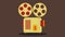 Retro cinema icon with smooth waving animation