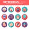 Retro circus icons set for web and graphic design