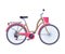 Retro City Bicycle with Basket, Ecological Sport Transport, Pink Bike Side View Flat Vector Illustration