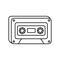 Retro classic cassette music icon on white background thick line