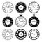 Retro clocks. Old roman vintage round watches collection vector pictures set