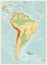 Retro Color Physical Map of South America