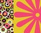 Retro colorful circles and floral collage