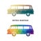 Retro colorful minivan. Classic vintage hippie van.