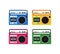 Retro colorful radio icons set