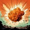Retro Comic Illustration: Orange Supernova Explosion