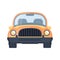 Retro compact car. Urban car. Front view vector illustration.