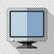 Retro computer monitor icon in flat style on transparent background