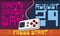 Retro Controller with 8-bits Greeting for Gamer Day Celebration, Vector Illustration