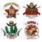 Retro cowboy rodeo emblem set