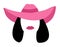 Retro cowgirl in pink hat. Pinkcore. Vector portrait