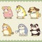 Retro cute animals set