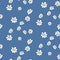 Retro daisy simple blue florals seamless vector pattern.