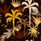 Retro Dark tropical forest night leaves and tress hand drawn s