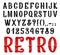 Retro decorative font, full symbols and letters