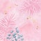 Retro delicate watercolor floral illustration on soft pink vintage background