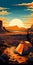 Retro Desert Camping Poster: Bold Landscape Illustration With Vintage Design