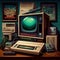 Retro desktop with vintage office mood. Generative ai