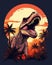 Retro Dinosaur Sunset T-Shirt - Synthwave Style