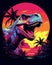 Retro Dinosaur Sunset T-Shirt - Synthwave Style