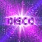 Retro Disco party background with sparkles and glitter, glow light effect.