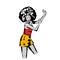 Retro disco woman character dance. Vector flat cartoon illustration