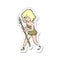 retro distressed sticker of a cartoon cave girl