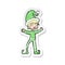 retro distressed sticker of a cartoon excited christmas elf