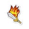 retro distressed sticker of a cartoon flaming sword