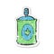 retro distressed sticker of a cartoon fragrance spray