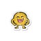 retro distressed sticker of a cartoon happy coin