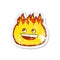 retro distressed sticker of a cartoon happy fire