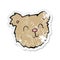 retro distressed sticker of a cartoon happy teddy bear face