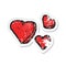 retro distressed sticker of a cartoon hearts