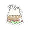 retro distressed sticker of a cartoon huge sandwich