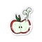 retro distressed sticker of a cartoon juicy apple half
