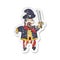 retro distressed sticker of a cartoon laughing pirate captain