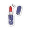 retro distressed sticker of a cartoon lipstick