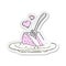 retro distressed sticker of a cartoon lovely cake