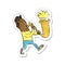 retro distressed sticker of a cartoon man blowing saxophone