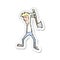 retro distressed sticker of a cartoon man swinging axe