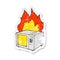retro distressed sticker of a cartoon microwave on fire
